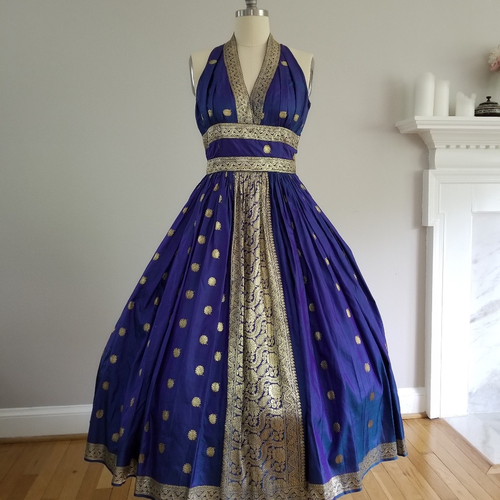 Rare Tiana Pittele 1950s True Vintage Silk Sari Print Dress Size XS/S